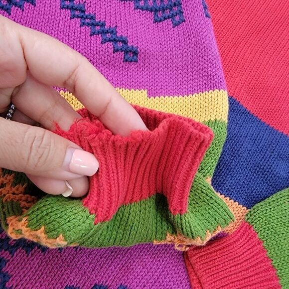 90s Bright Color Block Sweater - Picture 6 of 7